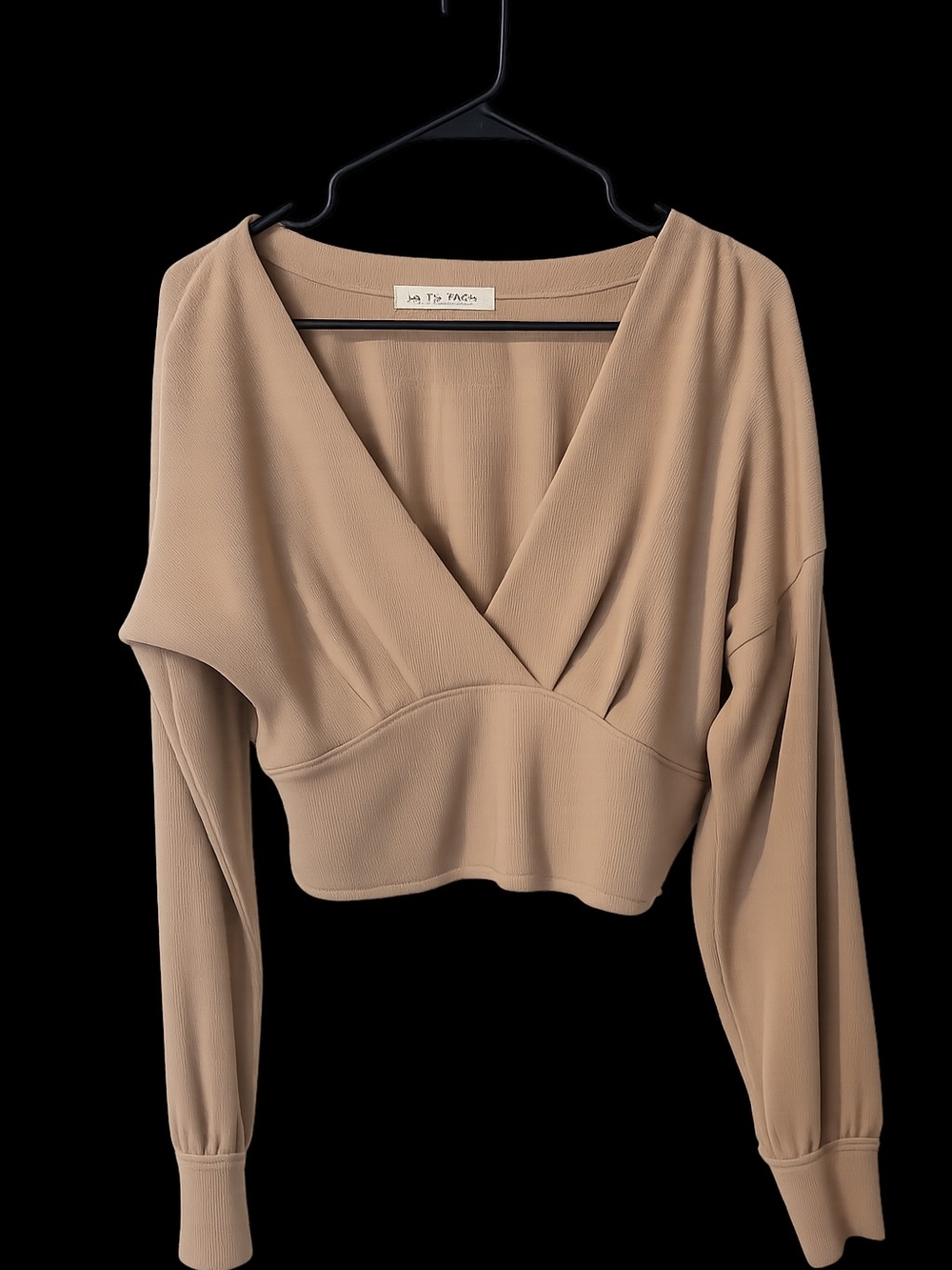 We The Free All Nighter  Long-Sleeve Knit Surplice Crop Top - M
